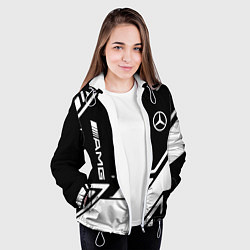 Куртка с капюшоном женская Mercedes bens geometry, цвет: 3D-белый — фото 2