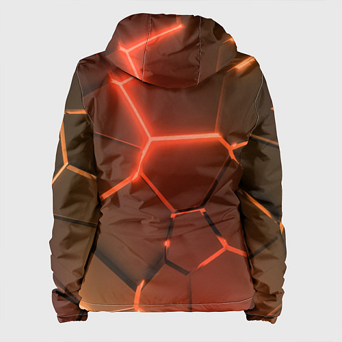 Женская куртка Оранжевые неоновые плиты в разломе / 3D-Черный – фото 2