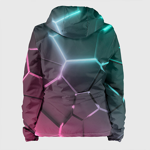 Женская куртка Голубые и розовые неоновые плиты в разломе / 3D-Черный – фото 2