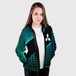 Куртка с капюшоном женская Mitsubishi electro hexagon, цвет: 3D-черный — фото 2