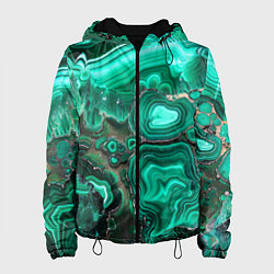 Куртка с капюшоном женская Малахит - зеленая текстура минерала, цвет: 3D-черный