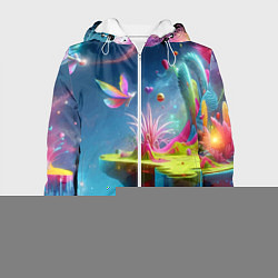 Куртка с капюшоном женская Космическая фантазия - нейросеть, цвет: 3D-белый