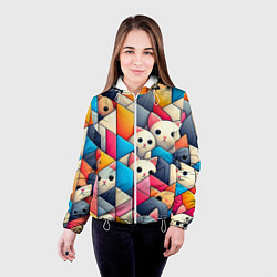 Куртка с капюшоном женская Geometric pattern with kittens - ai art, цвет: 3D-белый — фото 2