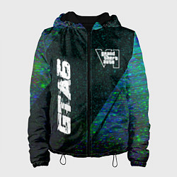 Куртка с капюшоном женская GTA6 glitch blue, цвет: 3D-черный