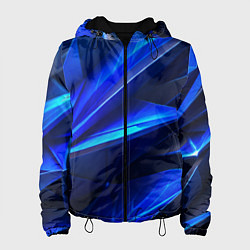 Куртка с капюшоном женская Синяя геометрическая абстракция, цвет: 3D-черный