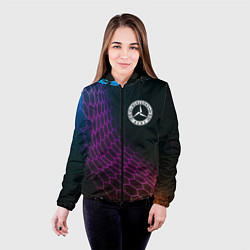 Куртка с капюшоном женская Mercedes neon hexagon, цвет: 3D-черный — фото 2