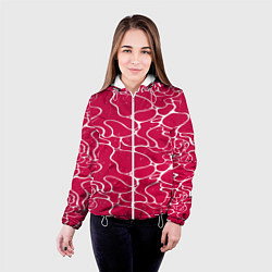 Куртка с капюшоном женская Яркий абстрактный паттерн для спорта, цвет: 3D-белый — фото 2