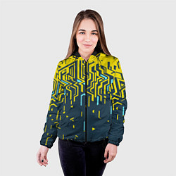 Куртка с капюшоном женская Яркий абстрактный геометрический рисунок для спорт, цвет: 3D-черный — фото 2