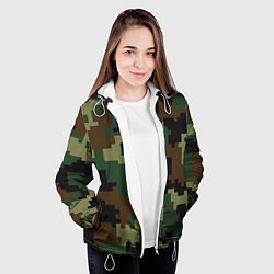 Куртка с капюшоном женская Камуфляж хаки текстура, цвет: 3D-белый — фото 2