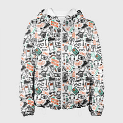 Куртка с капюшоном женская Дудл хипстер, цвет: 3D-белый