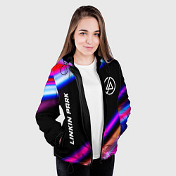 Куртка с капюшоном женская Linkin Park neon rock lights, цвет: 3D-черный — фото 2