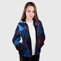 Куртка с капюшоном женская Абстрактные треугольные элементы, цвет: 3D-черный — фото 2