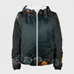 Куртка с капюшоном женская Текстурные темные и золотые камни, цвет: 3D-белый