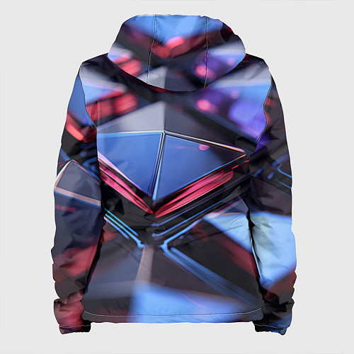 Женская куртка Абстрактные фиолетовые плиты со свечением / 3D-Черный – фото 2