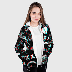 Куртка с капюшоном женская Lil Peep logo glitch, цвет: 3D-белый — фото 2