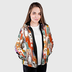 Куртка с капюшоном женская Мультяшные коты мемы, цвет: 3D-черный — фото 2