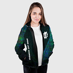 Куртка с капюшоном женская Gears of War glitch blue, цвет: 3D-черный — фото 2