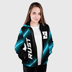 Куртка с капюшоном женская Rust неоновые лампы, цвет: 3D-черный — фото 2