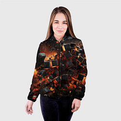 Куртка с капюшоном женская Черные кубики во взрыве абстракции, цвет: 3D-черный — фото 2