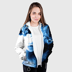 Куртка с капюшоном женская Дым смок вейпа текстура, цвет: 3D-белый — фото 2