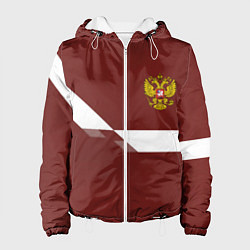 Куртка с капюшоном женская Россия спорт геометрия, цвет: 3D-белый