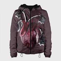 Куртка с капюшоном женская Увядшее сердце, цвет: 3D-черный