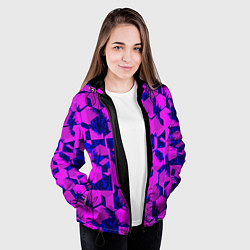 Куртка с капюшоном женская Абстракция темно фиолетовый геометрический фон, цвет: 3D-черный — фото 2