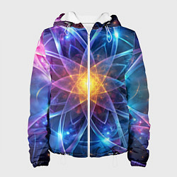 Куртка с капюшоном женская Космический закрученный узор-лотос: энергия вселен, цвет: 3D-белый