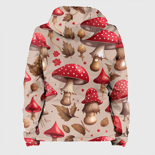 Женская куртка Грибные шляпки мухоморов / 3D-Черный – фото 2