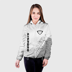 Куртка с капюшоном женская Genesis speed на светлом фоне со следами шин верти, цвет: 3D-белый — фото 2