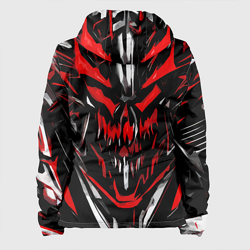 Женская куртка Красно-белое абстрактное лицо на чёрном фоне / 3D-Черный – фото 2