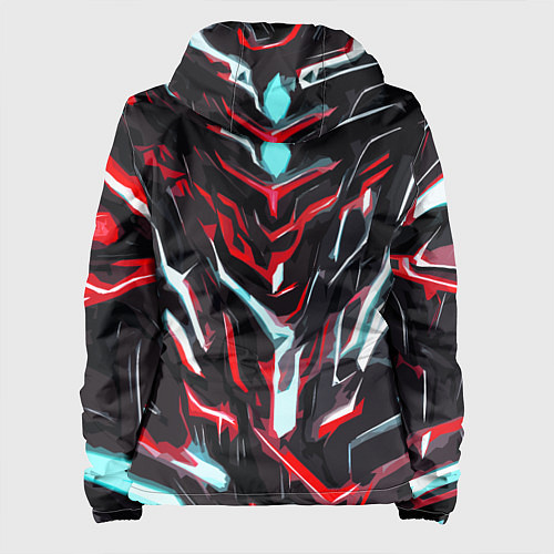 Женская куртка Красно-белые абстрактные линии на чёрном фоне / 3D-Черный – фото 2