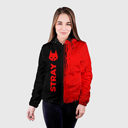 Куртка с капюшоном женская Stray - red gradient по-вертикали, цвет: 3D-черный — фото 2
