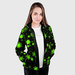 Куртка с капюшоном женская Кислотные снежинки текстура, цвет: 3D-черный — фото 2