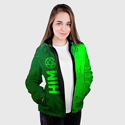 Куртка с капюшоном женская HIM - green gradient по-вертикали, цвет: 3D-черный — фото 2