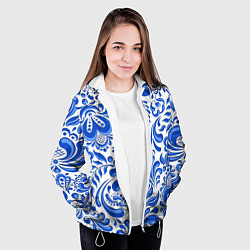 Куртка с капюшоном женская Русская гжель, цвет: 3D-белый — фото 2