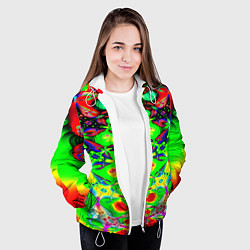 Куртка с капюшоном женская Оптический фрактал кислота, цвет: 3D-белый — фото 2