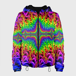 Куртка с капюшоном женская Фрактальный узор психоделика, цвет: 3D-черный