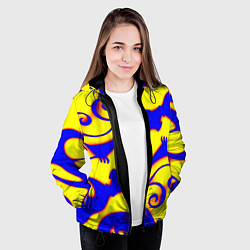 Куртка с капюшоном женская Аниме драконы неон, цвет: 3D-черный — фото 2