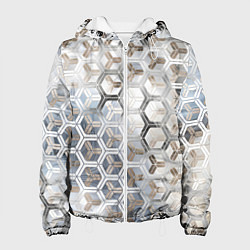 Куртка с капюшоном женская Зеркальные соты с переливами света, цвет: 3D-белый