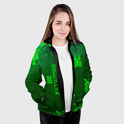 Куртка с капюшоном женская Die Antwoord - green gradient вертикально, цвет: 3D-черный — фото 2