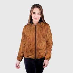 Куртка с капюшоном женская Рыжий мех лисы, цвет: 3D-черный — фото 2