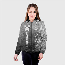 Куртка с капюшоном женская Minecraft - grey gradient по-вертикали, цвет: 3D-черный — фото 2