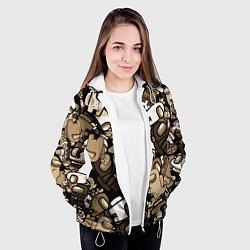 Куртка с капюшоном женская Персонажи Among us в бежевом тоне, цвет: 3D-белый — фото 2