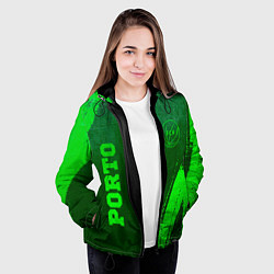 Куртка с капюшоном женская Porto - green gradient вертикально, цвет: 3D-черный — фото 2