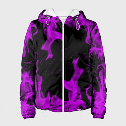 Куртка с капюшоном женская Неоновый огонь текстура, цвет: 3D-белый