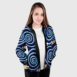 Куртка с капюшоном женская Абстрактный 3D космос, цвет: 3D-черный — фото 2