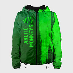 Куртка с капюшоном женская Arctic Monkeys - green gradient по-вертикали, цвет: 3D-черный