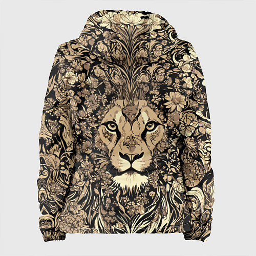Женская куртка Лев среди узоров из цветов / 3D-Черный – фото 2