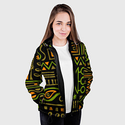 Куртка с капюшоном женская Abstract ethnic theme, цвет: 3D-черный — фото 2